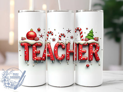 Teacher Christmas Tumbler, 20oz Tumbler Wrap, Sublimation Design, Holiday Gift for Teachers, Christmas Gift, Teacher Appreciation, Festive Tumbler Sublimation ToriDesigns 