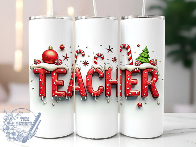 Teacher Christmas Tumbler, 20oz Tumbler Wrap, Sublimation Design, Holiday Gift for Teachers, Christmas Gift, Teacher Appreciation, Festive Tumbler Sublimation ToriDesigns 