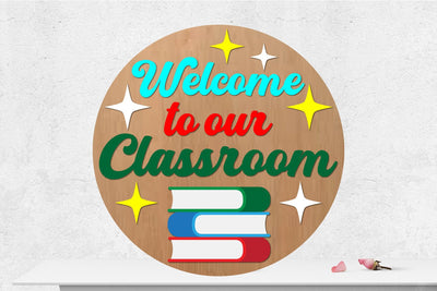 Teacher Classroom Round Sign Lasercut SVG zafrans studio 