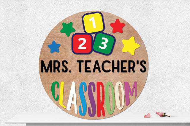 Teacher Classroom Round Sign Lasercut SVG zafrans studio 