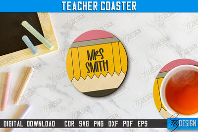 Teacher Coaster | School Design | Cup Coaster | Teacher’s Day | Mug Coaster | CNC File SVG Fly Design 
