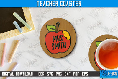 Teacher Coaster | School Design | Cup Coaster | Teacher’s Day | Mug Coaster | CNC File SVG Fly Design 