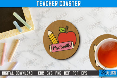 Teacher Coaster | School Design | Cup Coaster | Teacher’s Day | Mug Coaster | CNC File SVG Fly Design 