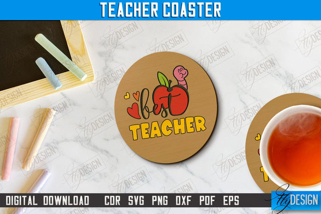 Teacher Coaster | School Design | Cup Coaster | Teacher’s Day | Mug Coaster | CNC File SVG Fly Design 
