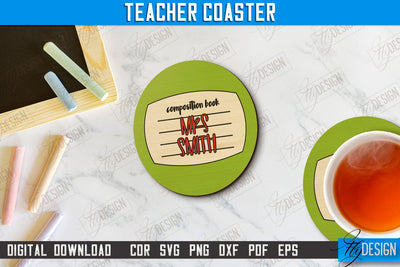 Teacher Coaster | School Design | Cup Coaster | Teacher’s Day | Mug Coaster | CNC File SVG Fly Design 
