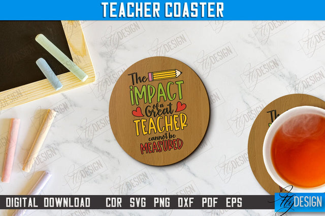 Teacher Coaster | School Design | Cup Coaster | Teacher’s Day | Mug Coaster | CNC File SVG Fly Design 