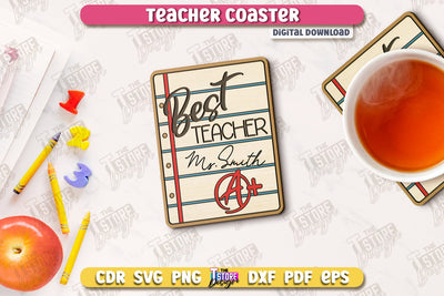 Teacher Coaster | School Design | Cup Coaster | Teacher’s Day | Mug Coaster | CNC File SVG The T Store Design 