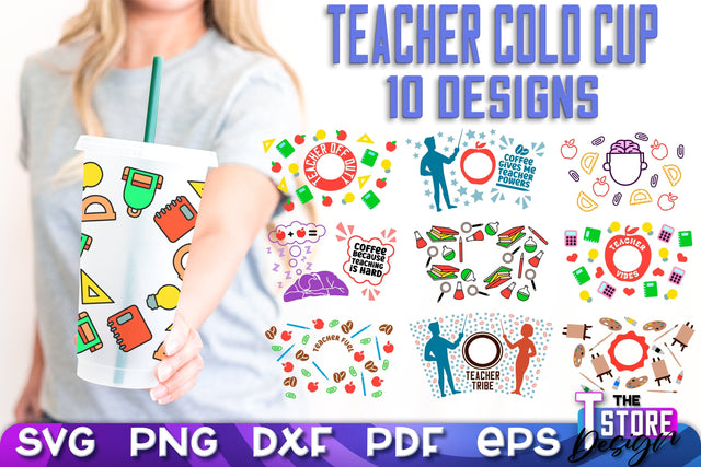 Teacher Cold Cup SVG | Teacher Wrap SVG | Cold Cup Wrap SVG v.1 SVG The T Store Design 