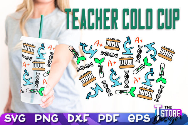 Teacher Cold Cup SVG | Teacher Wrap SVG | Cold Cup Wrap SVG v.2 SVG The T Store Design 