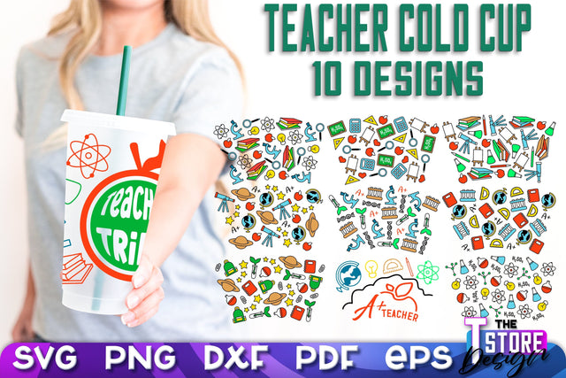 Teacher Cold Cup SVG | Teacher Wrap SVG | Cold Cup Wrap SVG v.2 SVG The T Store Design 