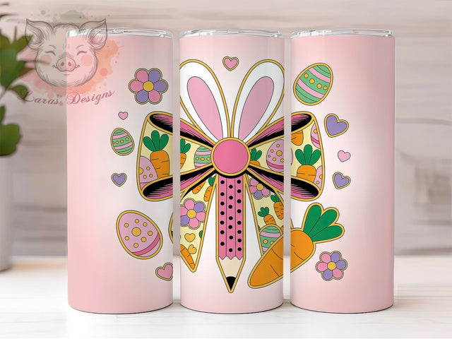 Teacher Coquette Bunny 20oz Tumbler, Coquette Bow, Bunny Bow, 20oz Tumbler Wrap, Sublimation PNG, Cute Teacher Cup, Spring Gift Sublimation Lara' s Designs 