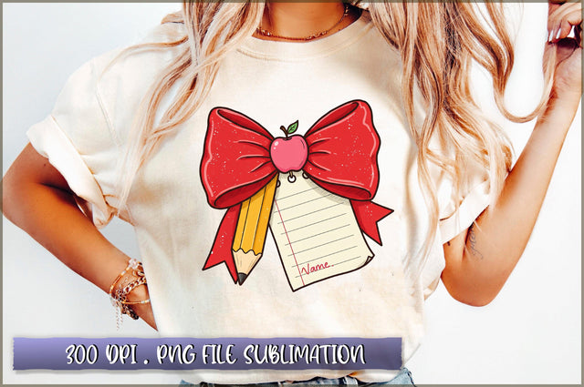Teacher Coquette pencil Bow PNG Sublimation Shetara Begum 