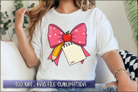 Teacher Coquette pencil Bow PNG Sublimation Shetara Begum 