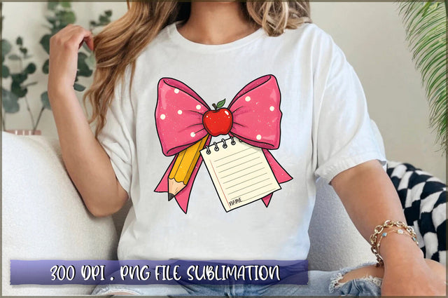 Teacher Coquette pencil Bow PNG Sublimation Shetara Begum 