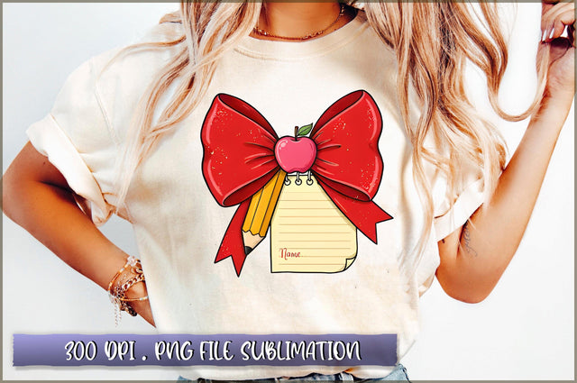 Teacher Coquette pencil Bow PNG Sublimation Shetara Begum 