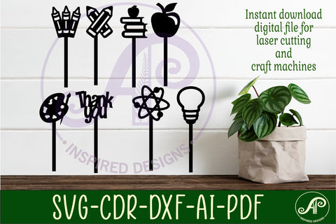 Teacher cupcake toppers, 8 designs SVG laser cut SVG APInspireddesigns 