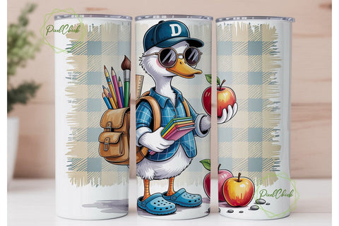 Teacher Duck Back to School Tumbler Wrap Sublimation PixelChick 