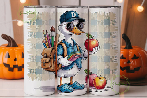 Teacher Duck Back to School Tumbler Wrap Sublimation PixelChick 