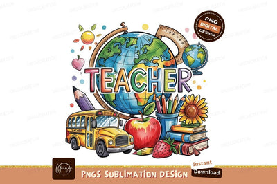 Teacher Elements Watercolor Art Sublimation Design Sublimation Designangry 