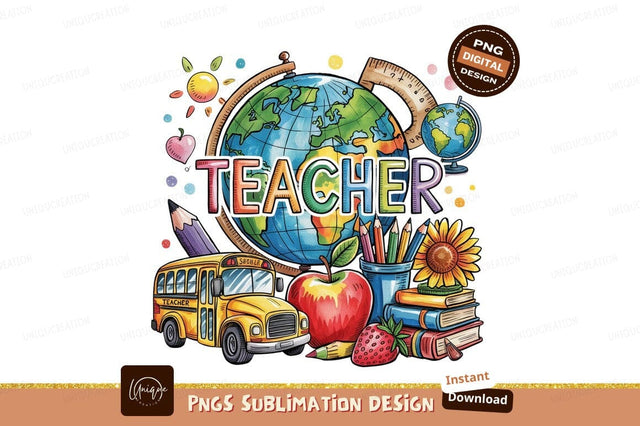 Teacher Elements Watercolor Art Sublimation Design Sublimation Designangry 