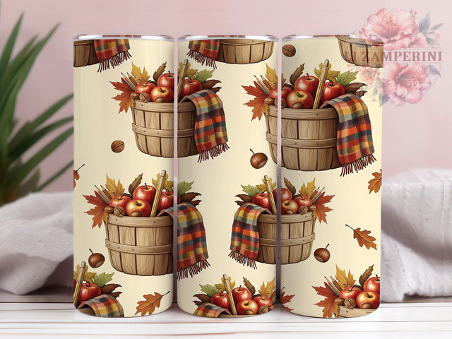 Teacher Fall Apple Basket Tumbler, Fall Basket Wrap, Seamless Tumbler Design, 20oz Sublimation, Autumn Teacher Cup, Apple Basket Mug, Back To School Drinkware Sublimation Li Zamperini 