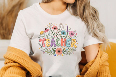 Teacher Floral Clipart PNG Sublimation SVGArt 