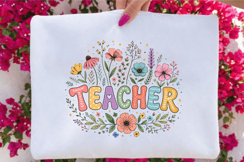 Teacher Floral Clipart PNG Sublimation SVGArt 