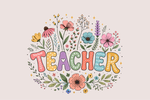 Teacher Floral Clipart PNG Sublimation SVGArt 