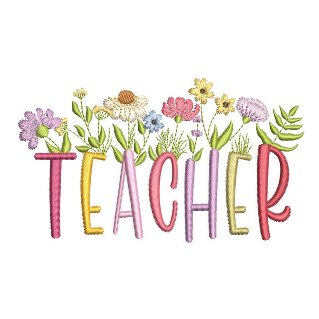 Teacher Flower Embroidery Design, Gift for Teacher Embroidery File, 3 sizes, Instant download Embroidery/Applique DESIGNS Nino Nadaraia 