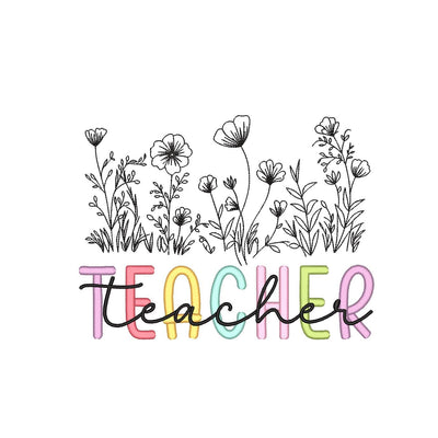 Teacher Flower Embroidery Design, Gift for Teacher Embroidery File, 4 sizes, Instant download Embroidery/Applique DESIGNS Nino Nadaraia 