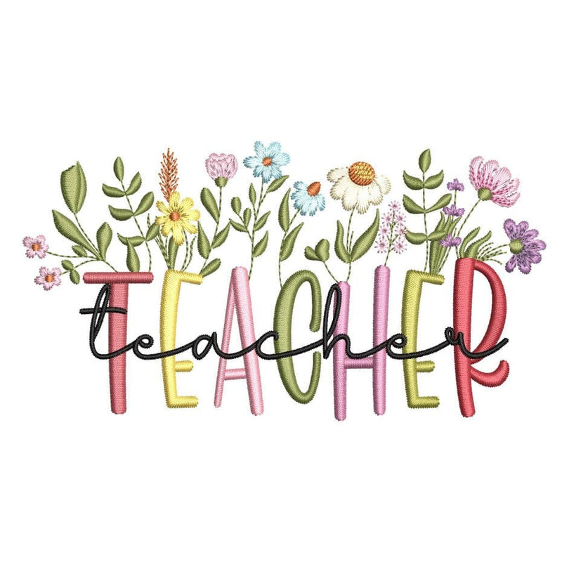 Teacher Flower Embroidery Design, Gift for Teacher Embroidery File, 4 sizes, Instant download Embroidery/Applique DESIGNS Nino Nadaraia 