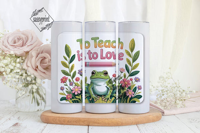 Teacher Frog 20oz Tumbler Wrap Sublimation sassyprint 