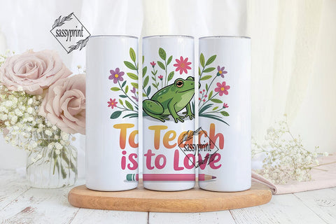 Teacher Frog 20oz Tumbler Wrap Sublimation sassyprint 