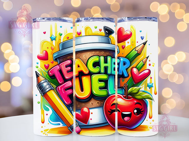 Teacher Fuel 20oz Tumbler Wrap Sublimation Design, Straight Tapered Tumbler Wrap, Teacher Tumbler Png, Instant Digital Download Sublimation SvggirlplusArt 