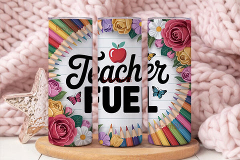 Teacher Fuel 20oz Tumbler Wrap Sublimation DesignSVG 