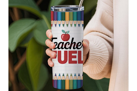 Teacher Fuel 20oz Tumbler Wrap Sublimation DesignSVG 