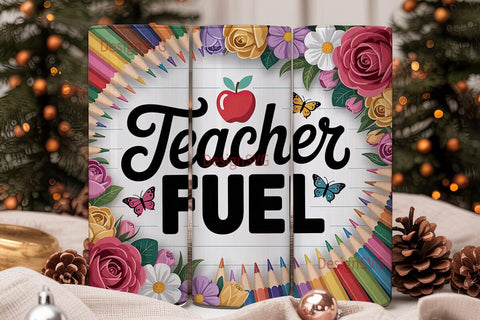 Teacher Fuel 20oz Tumbler Wrap Sublimation DesignSVG 