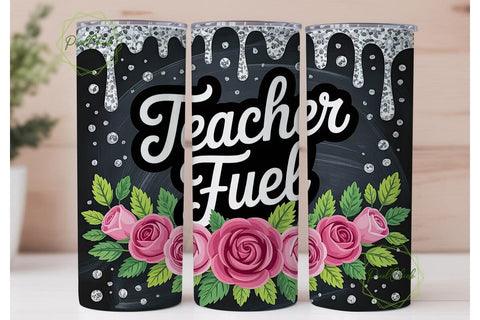 Teacher Fuel 20oz Tumbler Wrap Sublimation PixelChick 