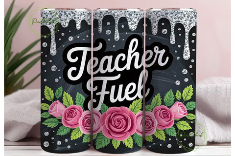 Teacher Fuel 20oz Tumbler Wrap Sublimation PixelChick 
