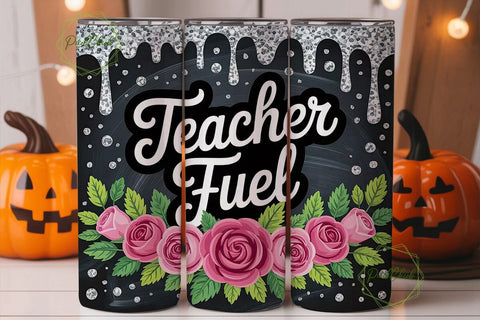 Teacher Fuel 20oz Tumbler Wrap Sublimation PixelChick 