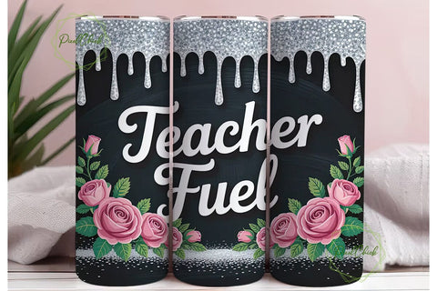Teacher Fuel 20oz Tumbler Wrap Sublimation PixelChick 