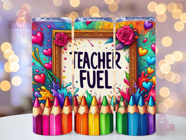 Teacher Fuel Crayons 20oz Tumbler Wrap Sublimation Design, Straight Tapered Tumbler Wrap, Teacher Tumbler Png, Instant Digital Download Sublimation SvggirlplusArt 