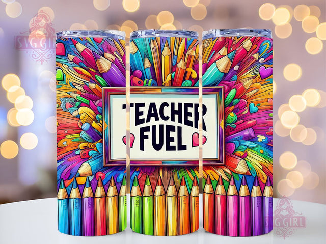 Teacher Fuel Crayons 20oz Tumbler Wrap Sublimation Design, Straight Tapered Tumbler Wrap, Teacher Tumbler Png, Instant Digital Download Sublimation SvggirlplusArt 