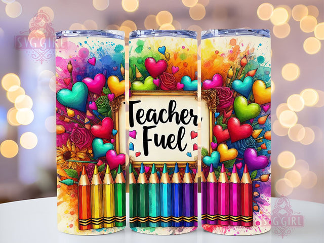 Teacher Fuel Crayons 20oz Tumbler Wrap Sublimation Design, Straight Tapered Tumbler Wrap, Teacher Tumbler Png, Instant Digital Download Sublimation SvggirlplusArt 