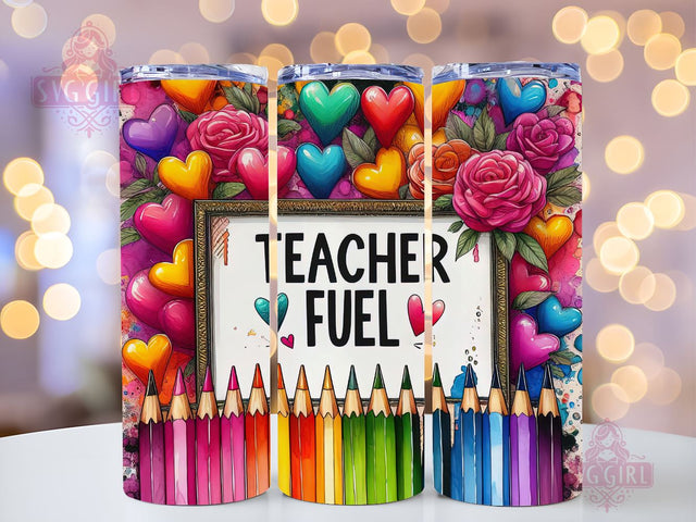 Teacher Fuel Crayons 20oz Tumbler Wrap Sublimation Design, Straight Tapered Tumbler Wrap, Teacher Tumbler Png, Instant Digital Download Sublimation SvggirlplusArt 