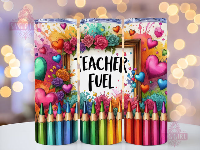Teacher Fuel Crayons 20oz Tumbler Wrap Sublimation Design, Straight Tapered Tumbler Wrap, Teacher Tumbler Png, Instant Digital Download Sublimation SvggirlplusArt 