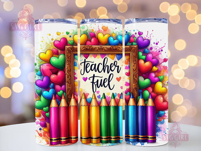Teacher Fuel Crayons 20oz Tumbler Wrap Sublimation Design, Straight Tapered Tumbler Wrap, Teacher Tumbler Png, Instant Digital Download Sublimation SvggirlplusArt 