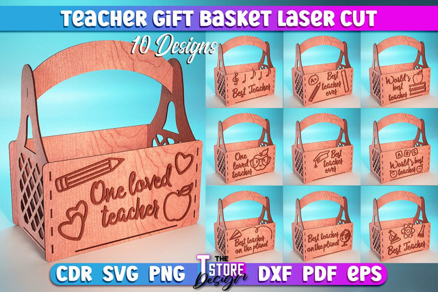 Teacher Gift Basket Laser Cut Bundle | Teacher Gift Design | Wooden Basket | CNC Files SVG The T Store Design 