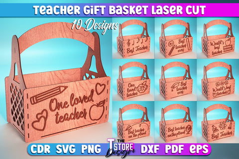 Teacher Gift Basket Laser Cut Bundle | Teacher Gift Design | Wooden Basket | CNC Files SVG The T Store Design 