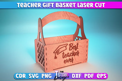 Teacher Gift Basket Laser Cut | Teacher Gift Design | Wooden Basket | CNC Files SVG The T Store Design 